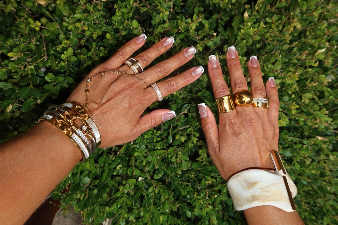 Marble Accent Bracelet 18k Gold Plated