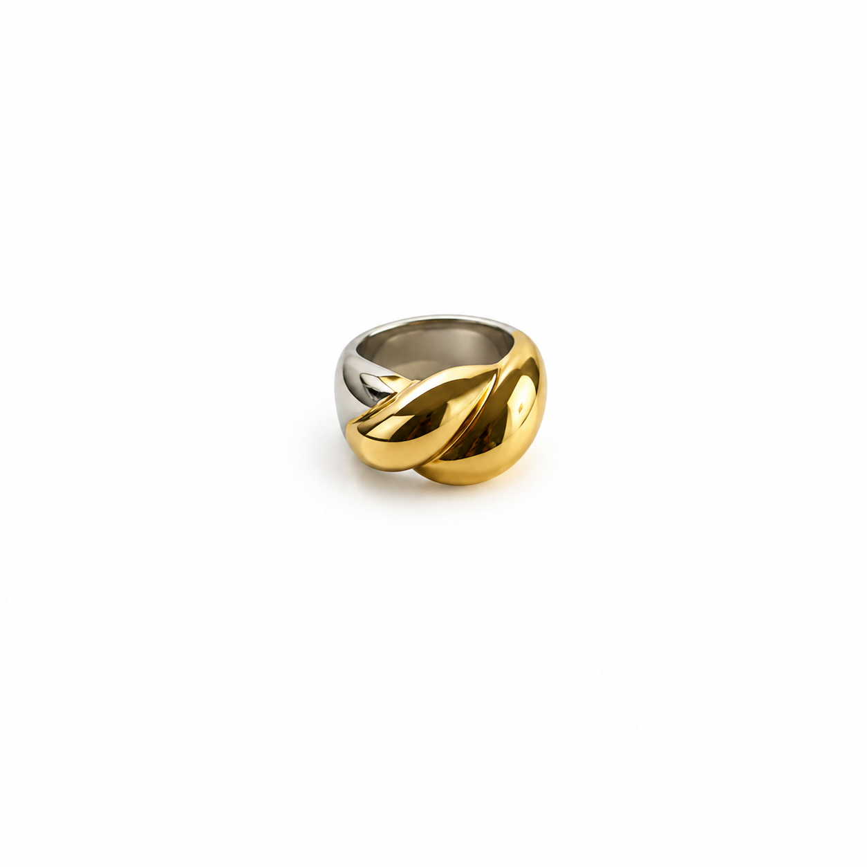 Twist Silver and Gold Chunky Ring