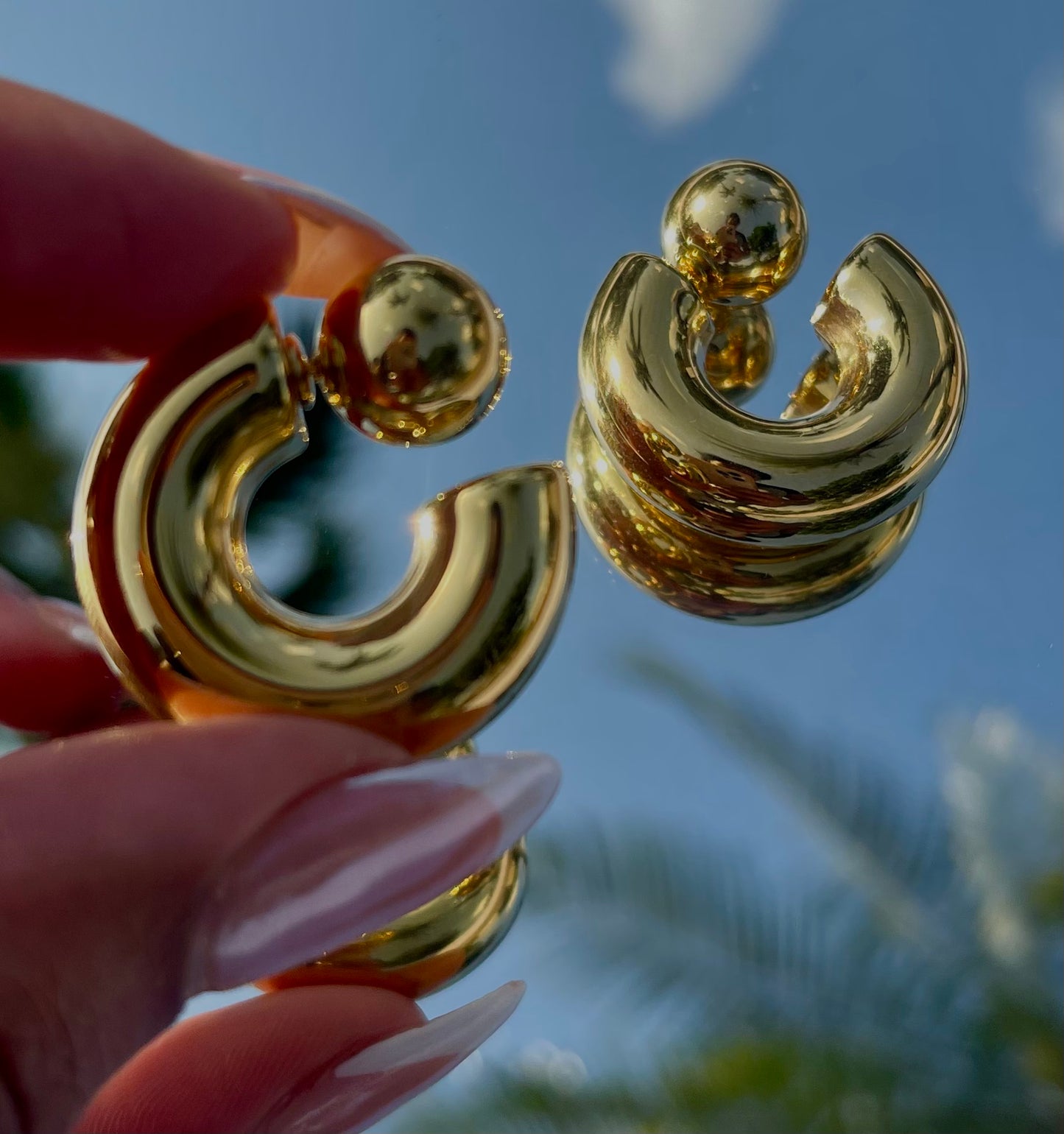 Chunky Hoop Ball Earring